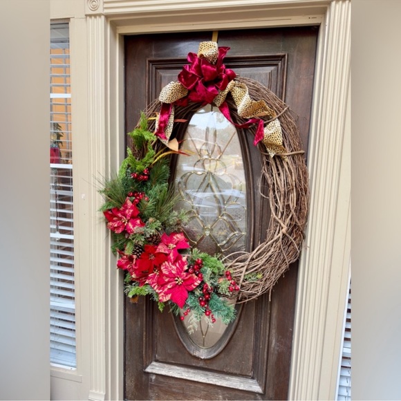 HUGE WREATH Christmas Holiday Front Door Decor Custom High End Animal Print - Picture 14 of 15